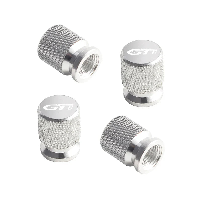 Bouchons Valve Peugeot GTI Aluminium Noir Chrome - packshot studio - Becquet Voiture