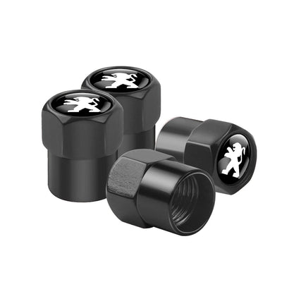 Bouchons Valve Peugeot GTI Aluminium Noir Chrome - vue arrière - Becquet Voiture