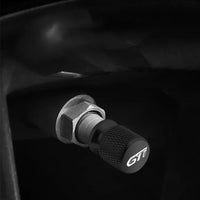 Bouchons Valve Peugeot GTI Aluminium Noir Chrome - vue de profil - Becquet Voiture