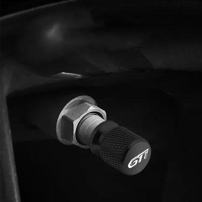 Bouchons Valve Peugeot GTI Aluminium Noir Chrome - vue de profil - Becquet Voiture