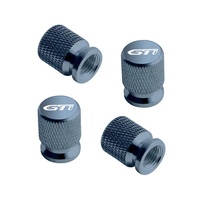 Bouchons Valve Peugeot GTI Aluminium Noir Chrome - vue rapprochée - Becquet Voiture