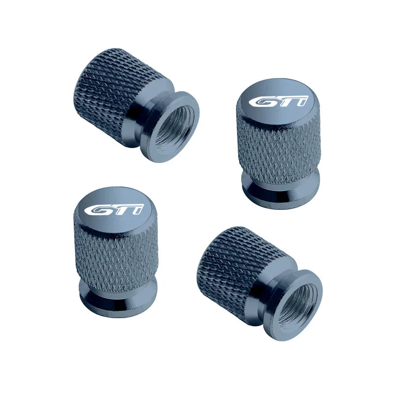 Bouchons Valve Peugeot GTI Aluminium Noir Chrome - vue rapprochée - Becquet Voiture