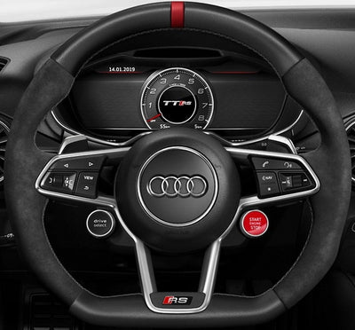 Bouton Start Modes Audi R8 Noir Chrome - packshot studio - Becquet Voiture