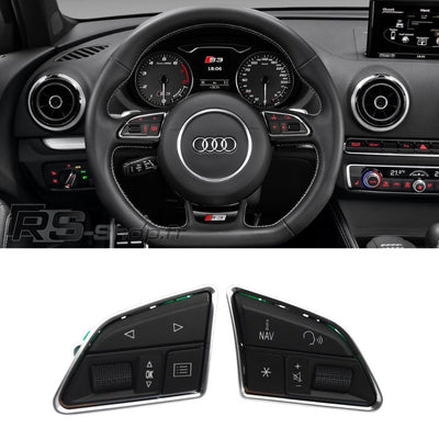 Boutons Commandes Volant Audi A3 A4 A5 Q3 Q5 - installé sur véhicule - Becquet Voiture
