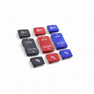 Boutons modes conduite BMW Série 2 F22 - Rouge Bleu Noir Performance - vue de trois-quarts - Becquet Voiture