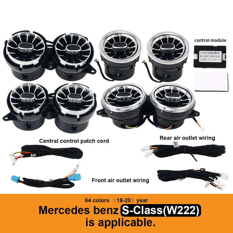 Buse de Turbine Lumière d'Ambiance Mercedes Classe C E S - vue de dessus - Becquet Voiture