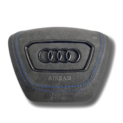 Cache Airbag Audi A6 C8 Alcantara Cuir Coutures - installé sur véhicule - Becquet Voiture