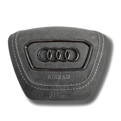 Cache Airbag Audi A6 C8 Alcantara Cuir Coutures - vue arrière - Becquet Voiture