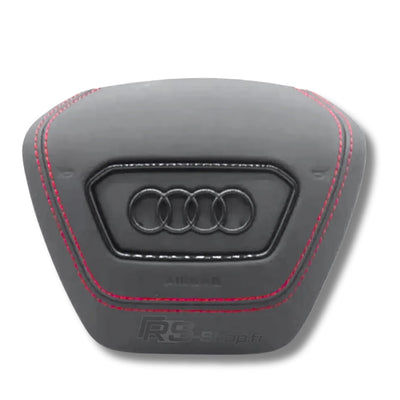 Cache Airbag Audi A6 C8 Alcantara Cuir Coutures - vue de dessus - Becquet Voiture