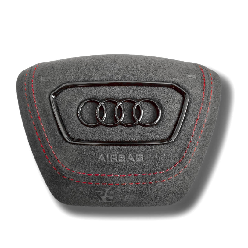 Cache Airbag Audi A6 C8 Alcantara Cuir Coutures - vue de face - Becquet Voiture