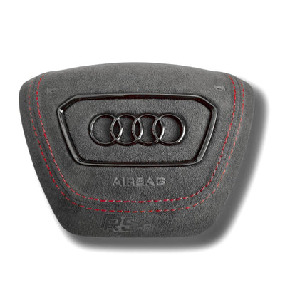 Cache Airbag Audi A6 C8 Alcantara Cuir Coutures - vue de face - Becquet Voiture