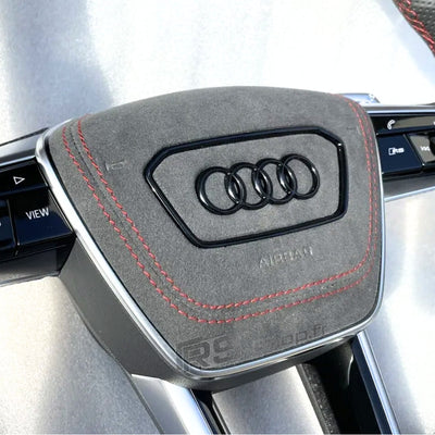 Cache Airbag Audi A6 C8 Alcantara Cuir Coutures - vue de profil - Becquet Voiture