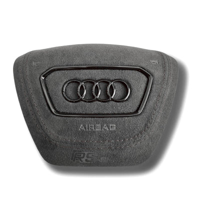 Cache Airbag Audi A6 C8 Alcantara Cuir Coutures - vue de trois-quarts - Becquet Voiture
