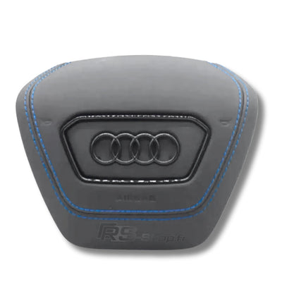 Cache Airbag Audi A6 C8 Alcantara Cuir Coutures - vue rapprochée - Becquet Voiture