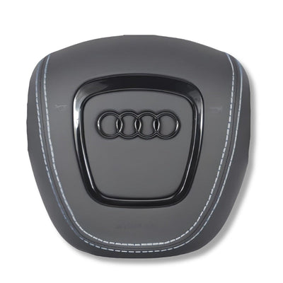 Cache Airbag Audi B7 Cuir Alcantara Surpiqure - détail du montage - Becquet Voiture