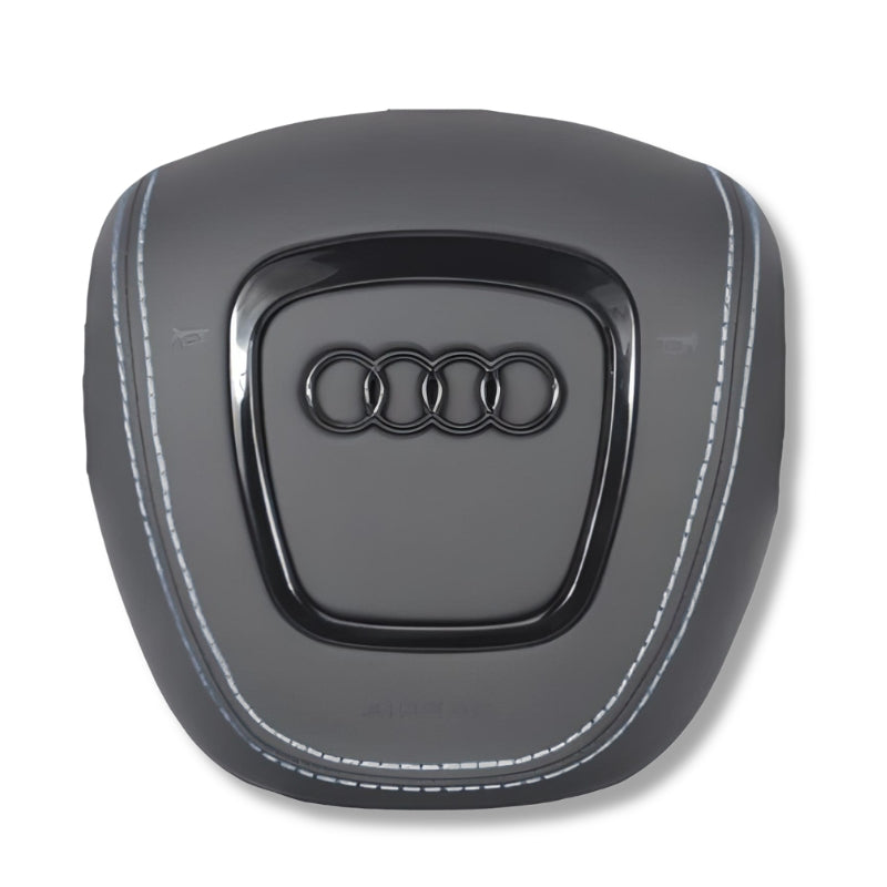 Cache Airbag Audi B7 Cuir Alcantara Surpiqure - détail du montage - Becquet Voiture