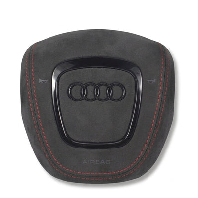 Cache Airbag Audi B7 Cuir Alcantara Surpiqure - en situation - Becquet Voiture
