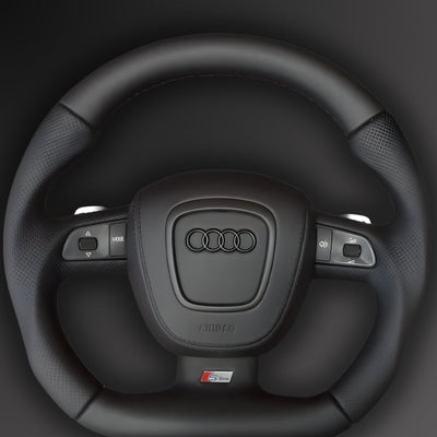 Cache Airbag Audi B7 Cuir Alcantara Surpiqure - installé sur véhicule - Becquet Voiture