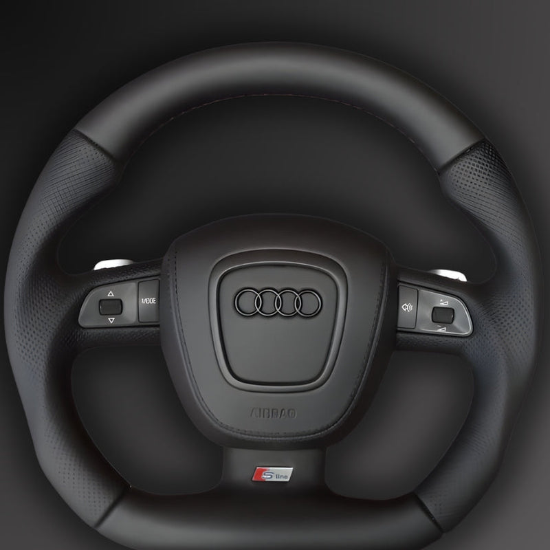 Cache Airbag Audi B7 Cuir Alcantara Surpiqure - installé sur véhicule - Becquet Voiture