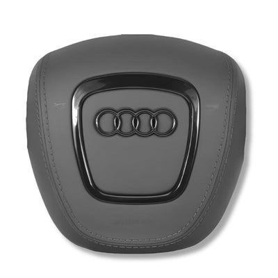 Cache Airbag Audi B7 Cuir Alcantara Surpiqure - vue de dessus - Becquet Voiture