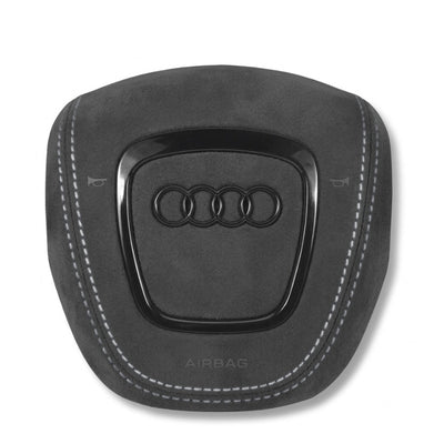 Cache Airbag Audi B7 Cuir Alcantara Surpiqure - vue de face 2 - Becquet Voiture