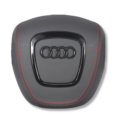 Cache Airbag Audi B7 Cuir Alcantara Surpiqure - vue de face - Becquet Voiture