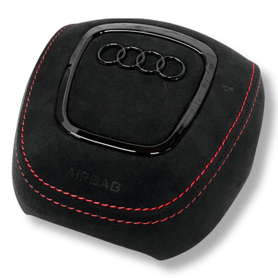 Cache Airbag Audi B7 Cuir Alcantara Surpiqure - vue de profil - Becquet Voiture