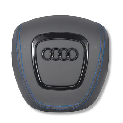 Cache Airbag Audi B7 Cuir Alcantara Surpiqure - vue rapprochée - Becquet Voiture