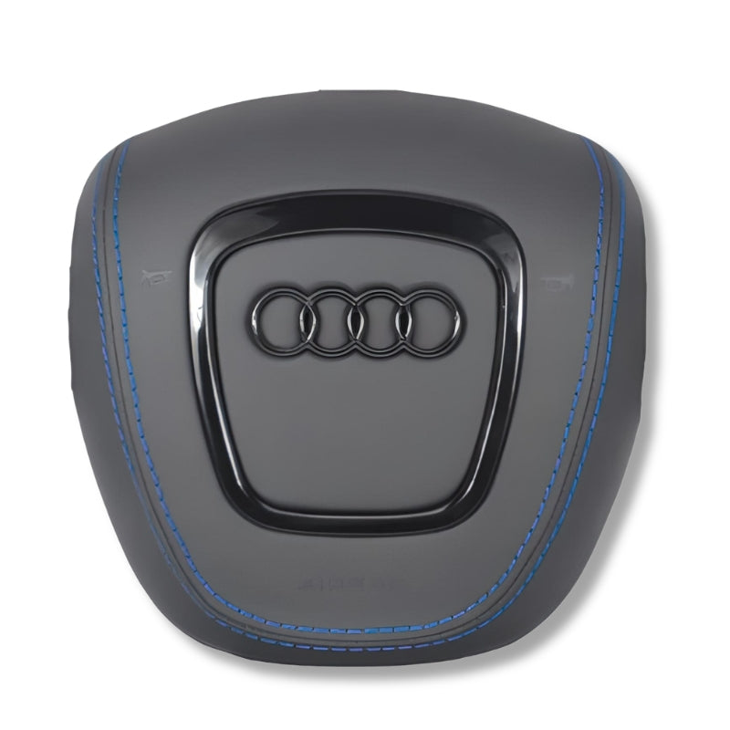 Cache Airbag Audi B7 Cuir Alcantara Surpiqure - vue rapprochée - Becquet Voiture