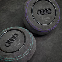 Cache Airbag Audi B8 Cuir Alcantara Avant 2017 - détail du montage 2 - Becquet Voiture