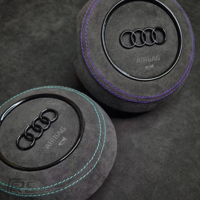 Cache Airbag Audi B8 Cuir Alcantara Avant 2017 - détail du montage 2 - Becquet Voiture