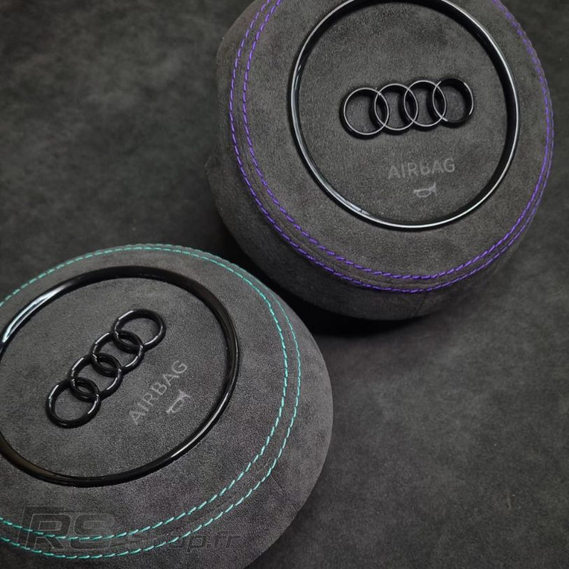 Cache Airbag Audi B8 Cuir Alcantara Avant 2017 - détail du montage 2 - Becquet Voiture