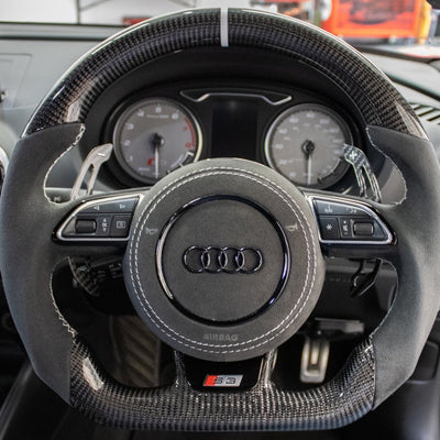 Cache Airbag Audi B8 Cuir Alcantara Avant 2017 - vue de dessus - Becquet Voiture