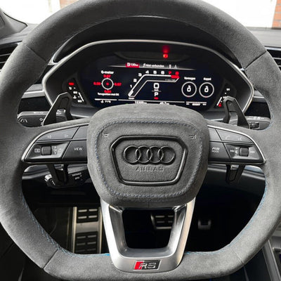 Cache Airbag Audi B9.5 Cuir Alcantara Coutures - vue de profil - Becquet Voiture