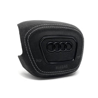 Cache Airbag Audi B9.5 Cuir Alcantara Coutures - vue de trois-quarts 2 - Becquet Voiture
