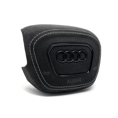 Cache Airbag Audi B9.5 Cuir Alcantara Coutures - vue de trois-quarts 2 - Becquet Voiture