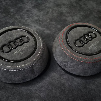 Cache Airbag Audi B9 Cuir Alcantara 13.5cm - packshot studio 2 - Becquet Voiture
