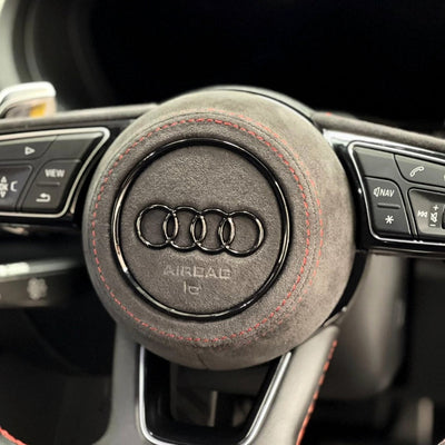 Cache Airbag Audi B9 Cuir Alcantara 13.5cm - vue de profil - Becquet Voiture