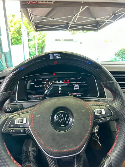 Cache Airbag Sur Mesure Volkswagen Alcantara Cuir - vue arrière - Becquet Voiture