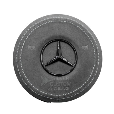 Cache Airbag Volant Mercedes W205 Cuir Alcantara - détail du montage - Becquet Voiture
