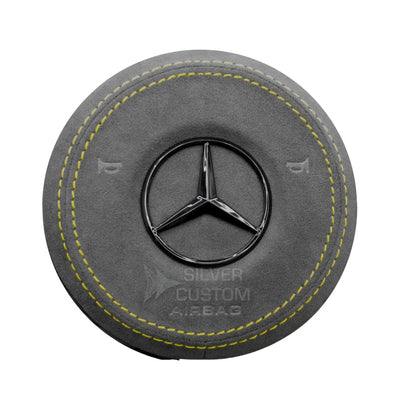 Cache Airbag Volant Mercedes W205 Cuir Alcantara - en situation - Becquet Voiture