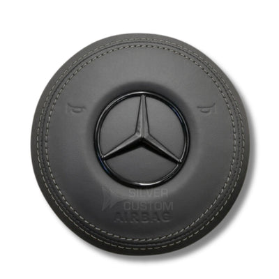 Cache Airbag Volant Mercedes W205 Cuir Alcantara - packshot studio - Becquet Voiture