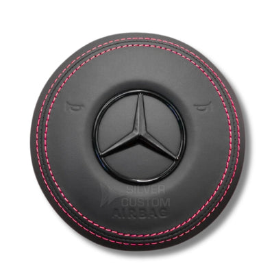 Cache Airbag Volant Mercedes W205 Cuir Alcantara - vue arrière - Becquet Voiture