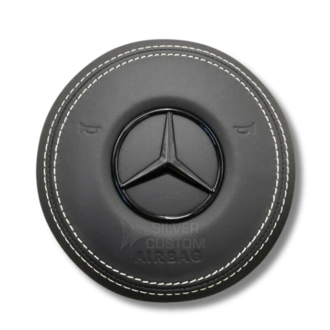 Cache Airbag Volant Mercedes W205 Cuir Alcantara - vue de face - Becquet Voiture