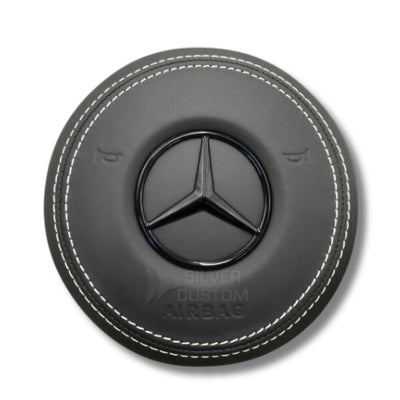 Cache Airbag Volant Mercedes W205 Cuir Alcantara - vue de face - Becquet Voiture