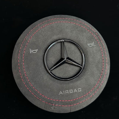 Cache Airbag Volant Mercedes W205 Cuir Alcantara - vue de profil 2 - Becquet Voiture