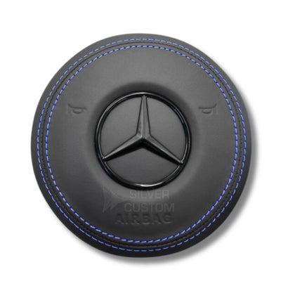 Cache Airbag Volant Mercedes W205 Cuir Alcantara - vue de trois-quarts - Becquet Voiture