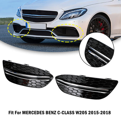 Cache Antibrouillard Mercedes C W205 Nid Abeille 2015-2018 - vue de trois-quarts - Becquet Voiture