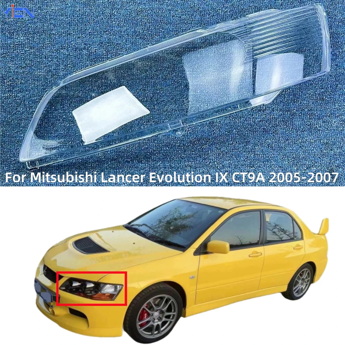 Cache de Phare Mitsubishi Lancer Evo IX 2005-2007 - vue de face - Becquet Voiture