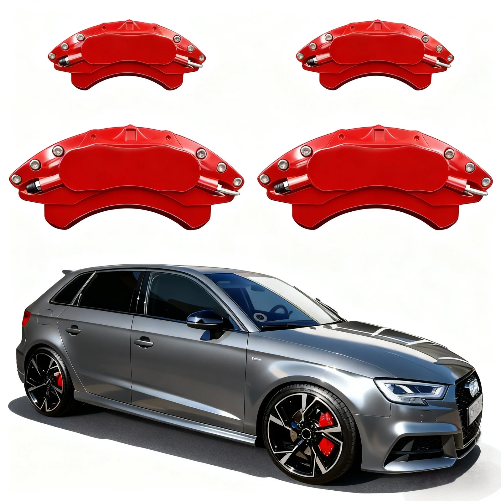 Cache Étrier de Frein Audi A3 A4 A5 Q5 (Jeu de 4) - vue de face - Becquet Voiture